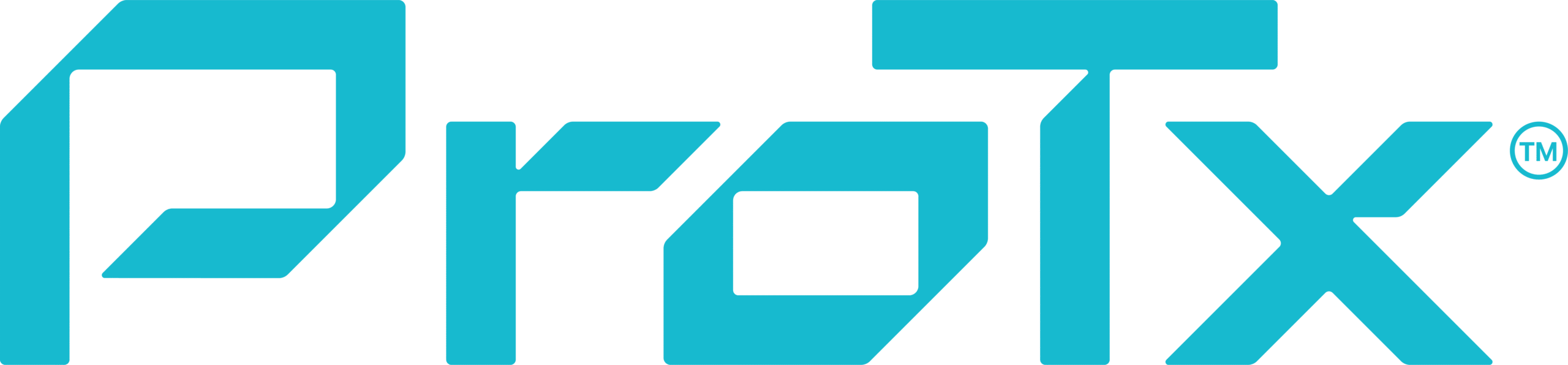 Light blue stylized text logo that reads ProTx on a white background. The letters have a geometric, modern design, and a trademark symbol appears next to the x.